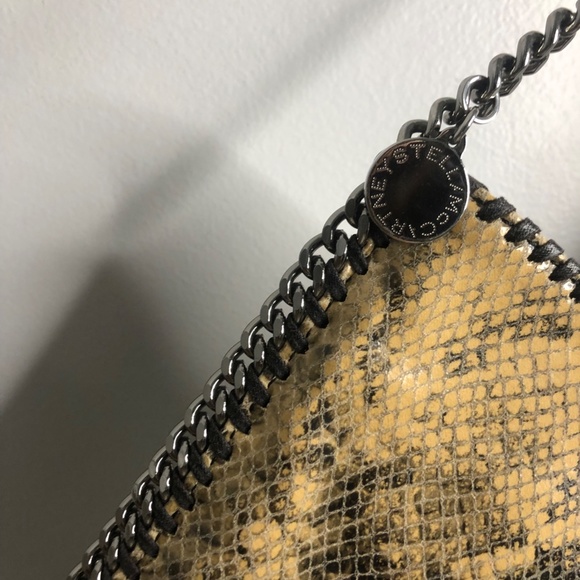 Stella McCartney Embossed Snake Print Flat Crossbody Bag w Tassel Italy - Picture 5 of 9